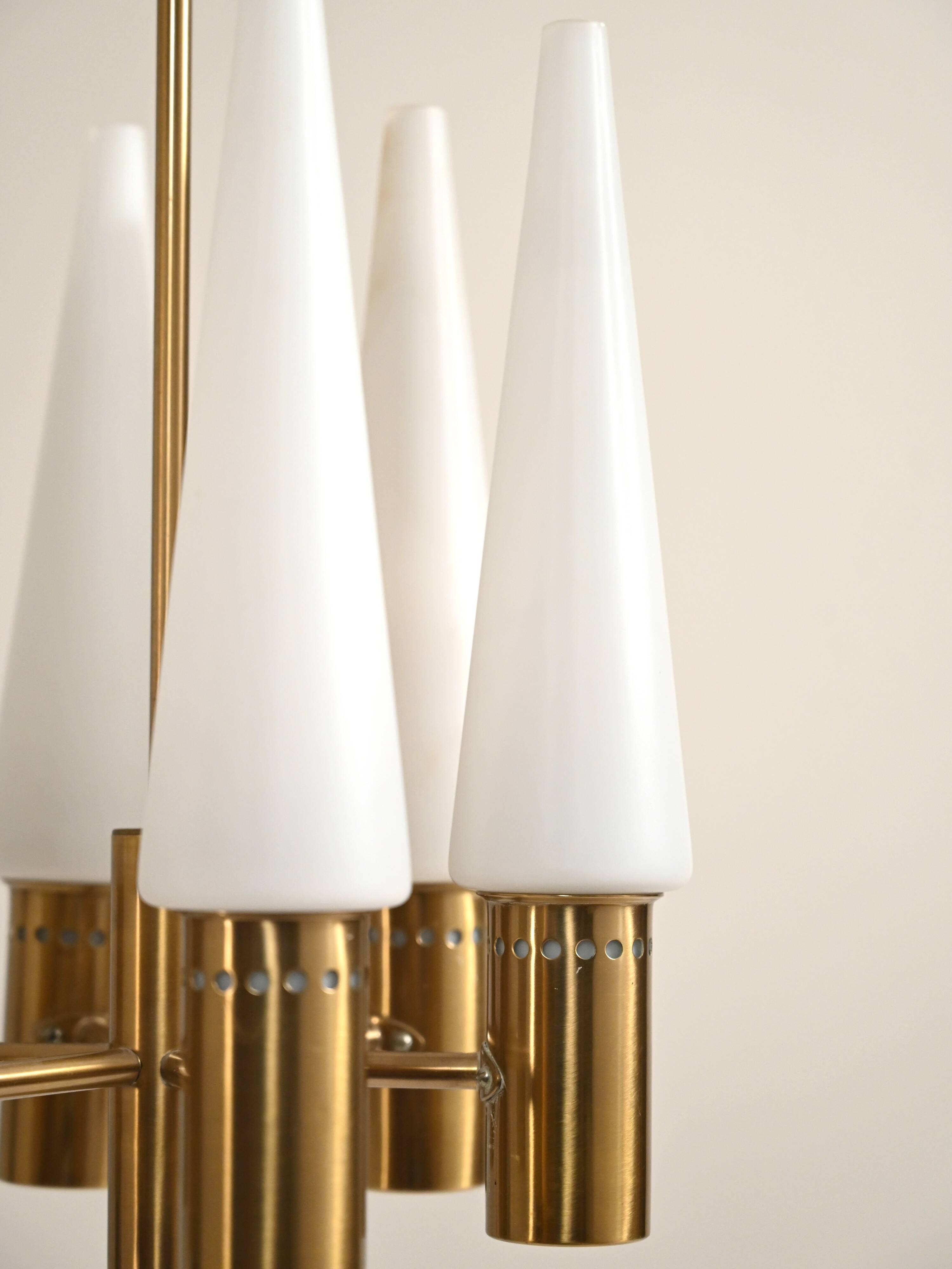 1950s brass and glass chandelier by Hans-Agne Jakobsson