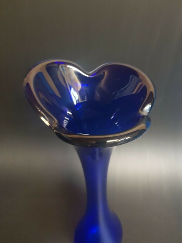 Vase bleu Murano vase soliflore meulé