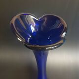 Vase bleu Murano vase soliflore meulé