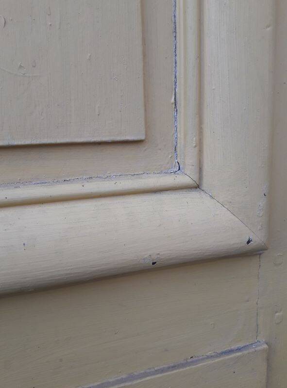 19th century double arched entrance door in oak with grilles and old glass