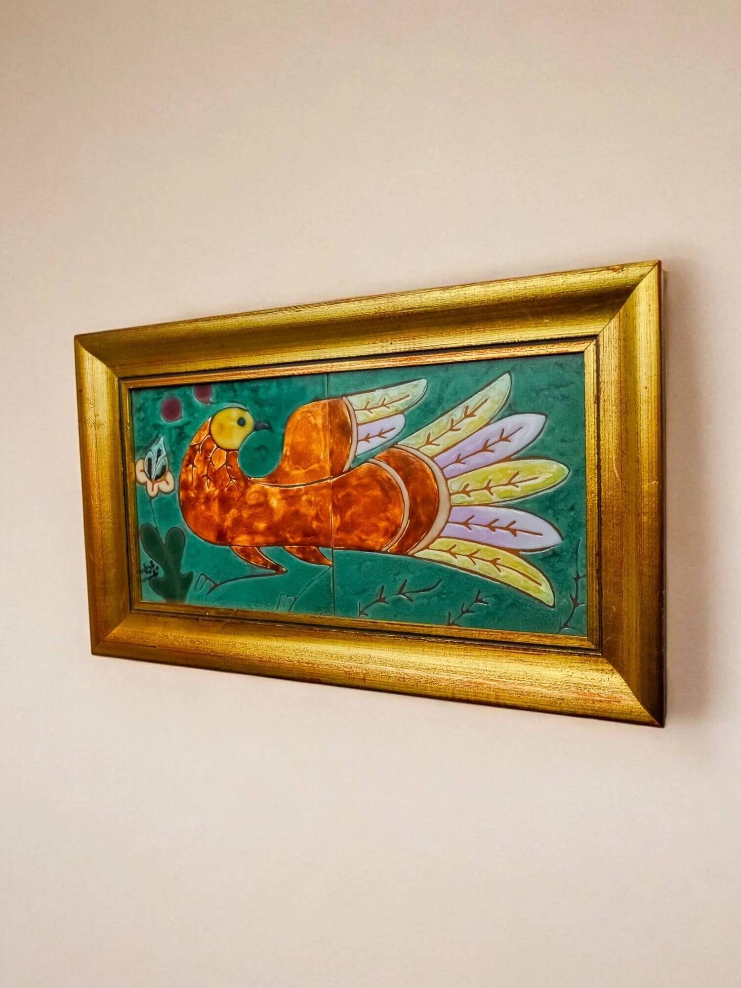 Ceramic peacock mural, Spain, 1970s