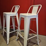 Pair of Tolix Bar Stools in Pure White