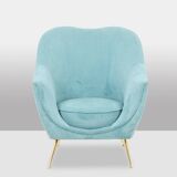 Paire de fauteuils en velours côtelé. Travail contemporain.