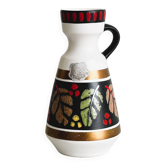 Small vintage vase in colored ceramic, floral and graphic design