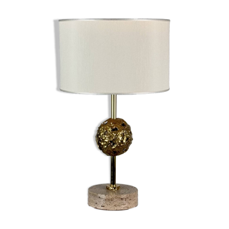 Angelo Brotto for Esperia — Sculptural Travertine Table Lamp, Italy, 1970s