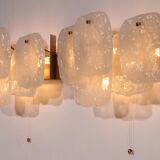 J.T. Kalmar Midcentury Ice Glass Wall Sconces Austria 1960