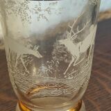 Screen-printed vase decorated with doe and deer 40s
