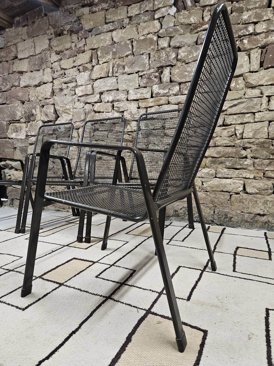 Lot 4 fauteuils vintage 1970" jardin terrase