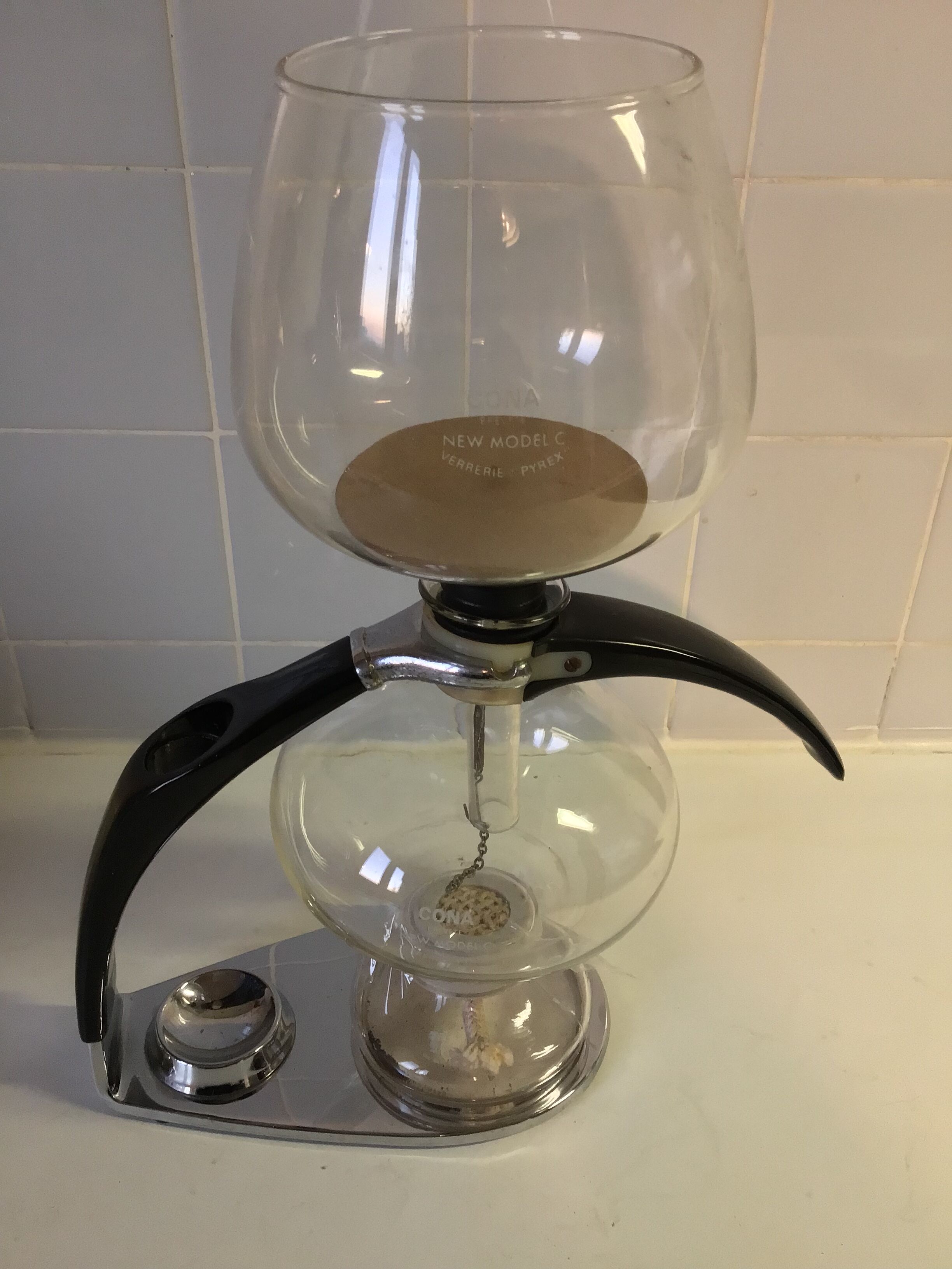 Cona coffee maker with depression model C 8 to 10 cups in perfect condition (chrome glass bakelite)
