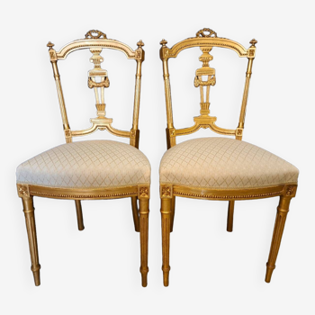 Paire de chaises Napoléon III en bois doré