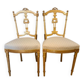 Paire de chaises Napoléon III en bois doré