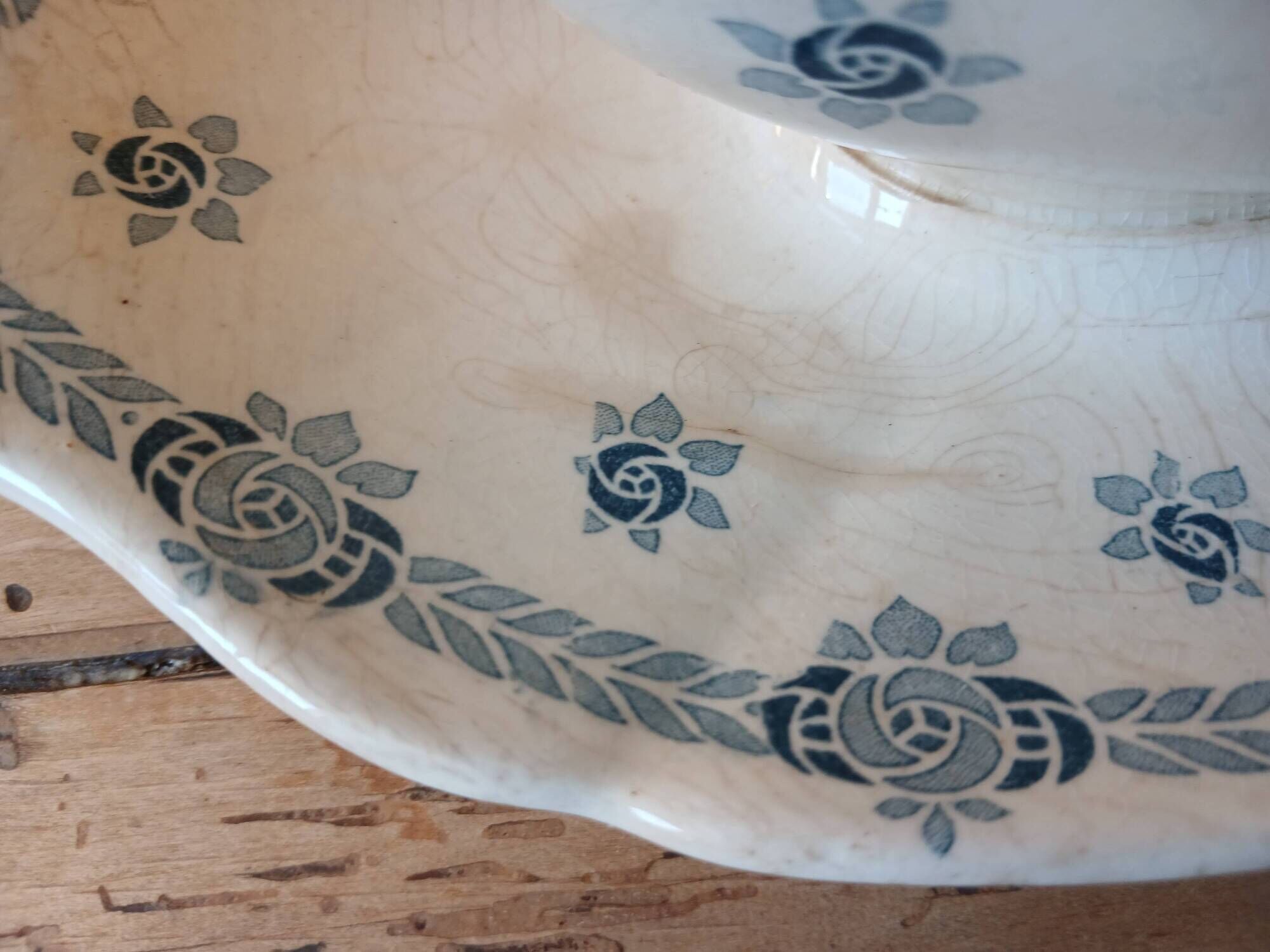 Sauceboat ironstone 1900 - Sarreguemines earthenware Adria series