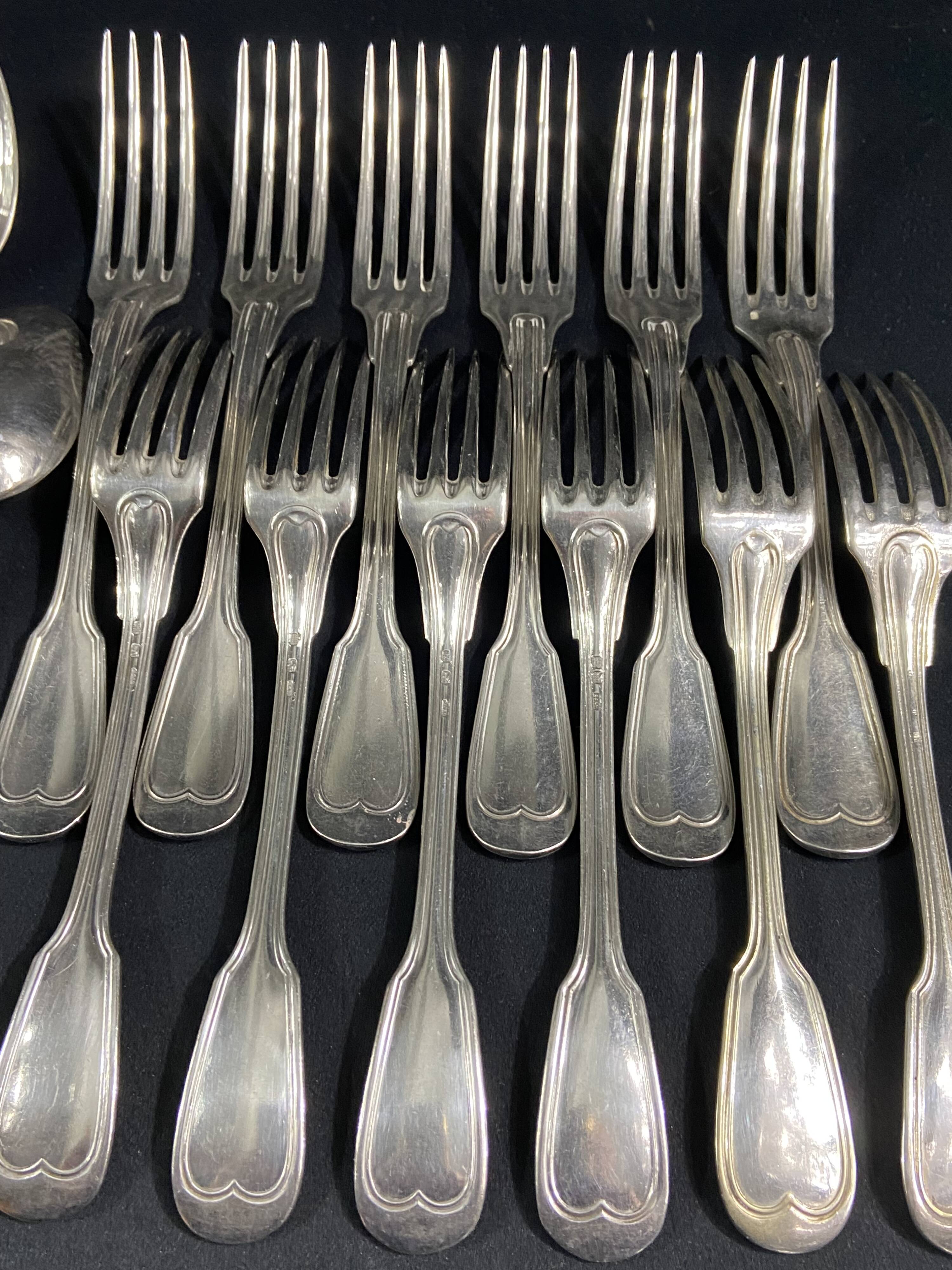 12 large spoons 12 forks silver metal net model Lou style
