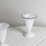 Pair of antique white opaline vases