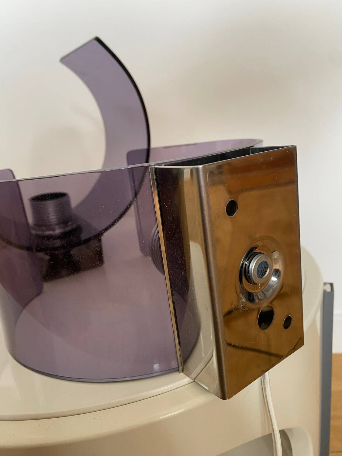 Pair of smoked plexi wall lights from the 70s