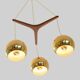Scandinavian pendant lamp, brass and teak, 60s