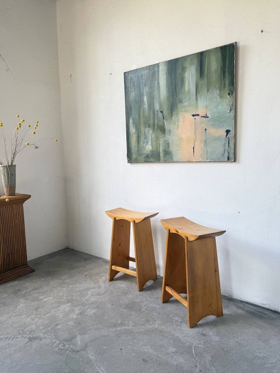 Toile abstraite nymphéas signée JP Perron, XXème