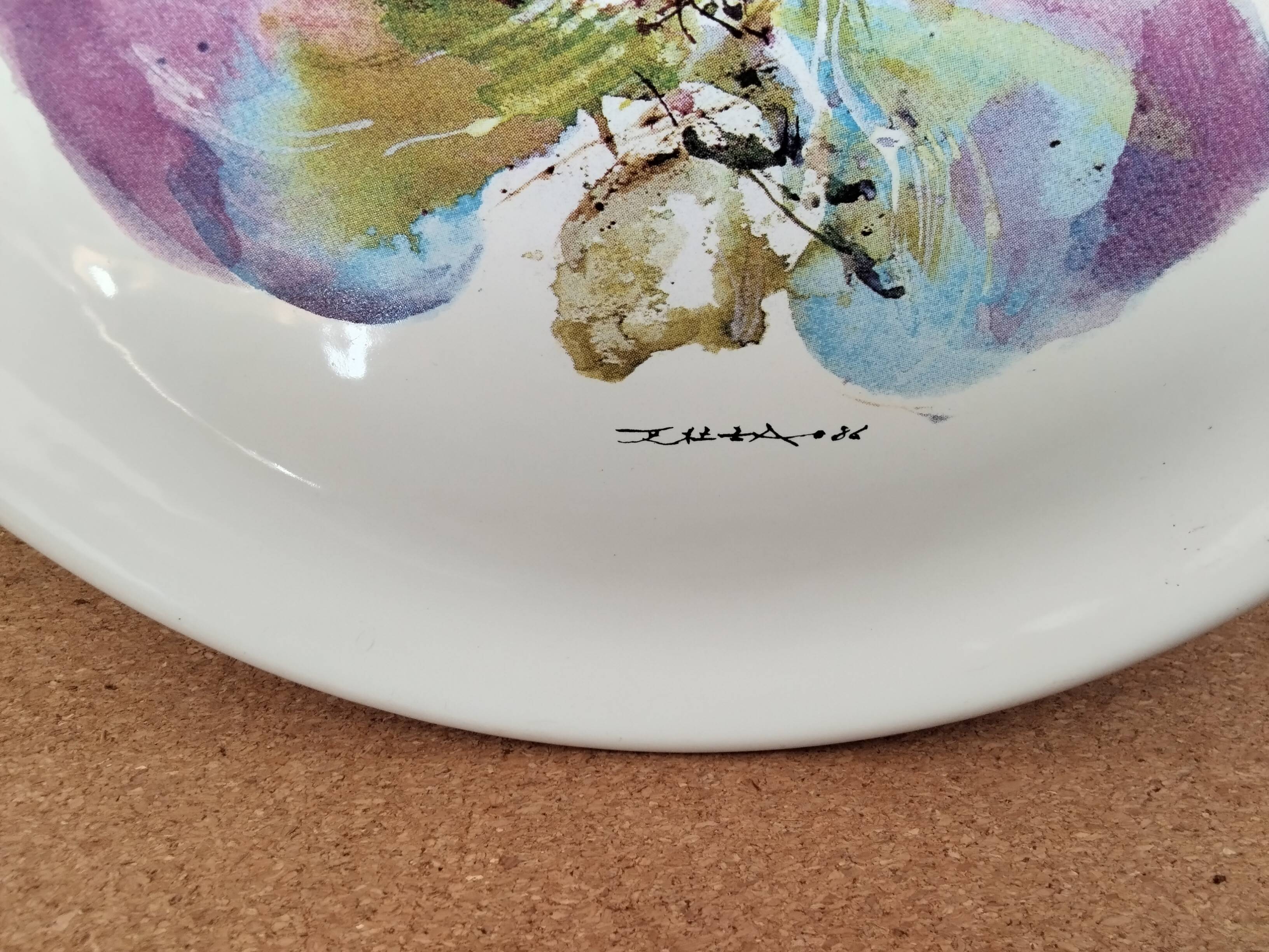 Plate by Zao Wou-Ki - Orchid - 1986 - signed