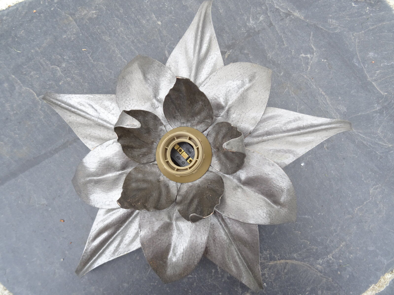Italian silver metal flower wall lamp