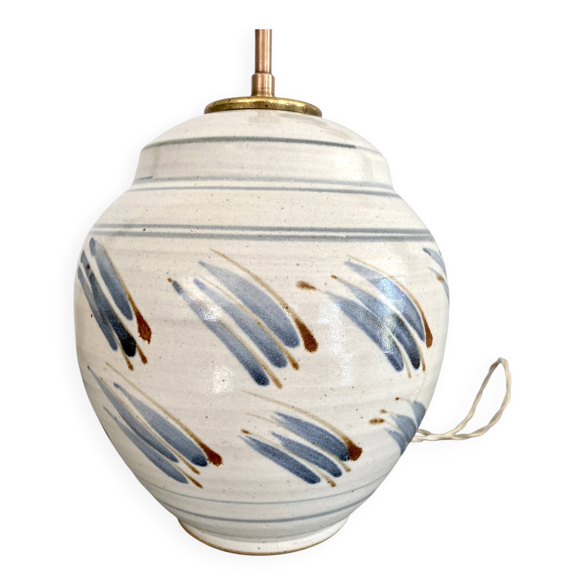 Pied de lampe céramique, câble tissu neuf 200 cm