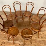 Set of 8 chairs in curved wood Art Nouveau, by Fischel Kohn