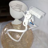 Hanging lamp globe ball in granular amber glass