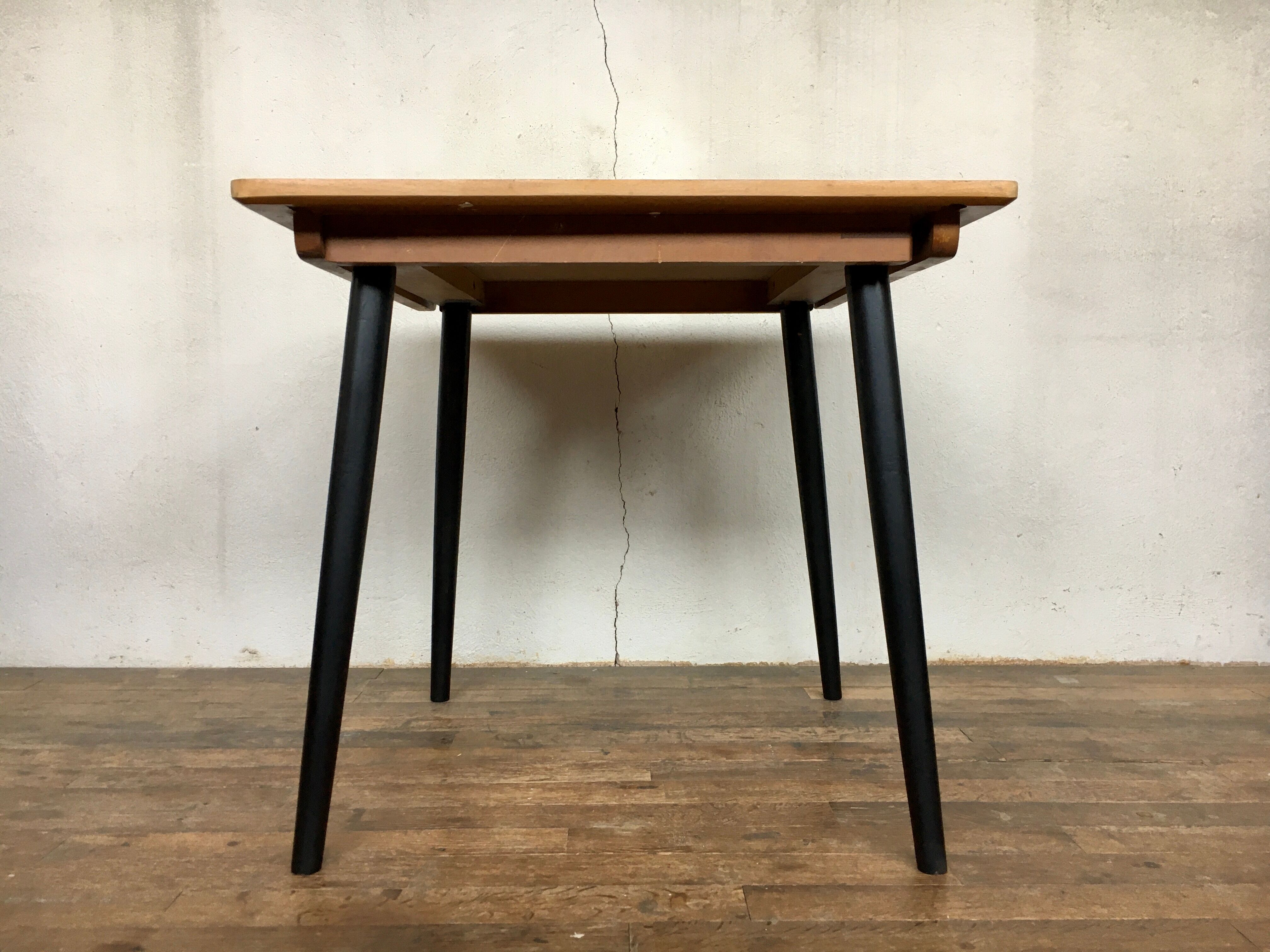 Vintage square table feet black compass tray solid beech