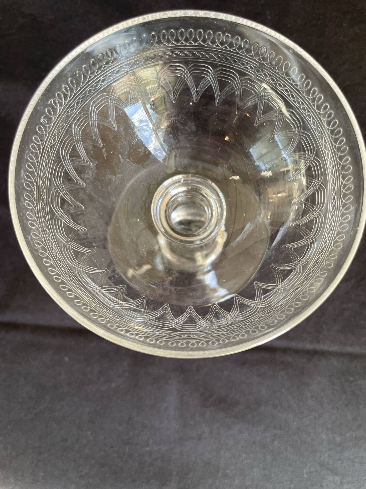 6 Art Deco crystal champagne coupes.