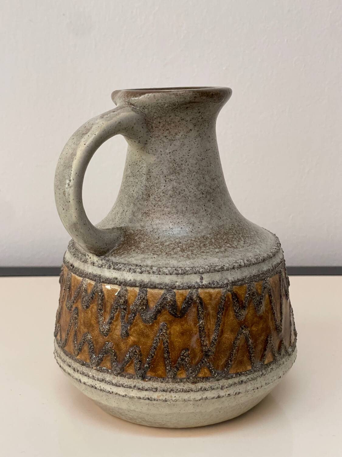 Small brutalist vintage ceramic jug vase from the 70s.