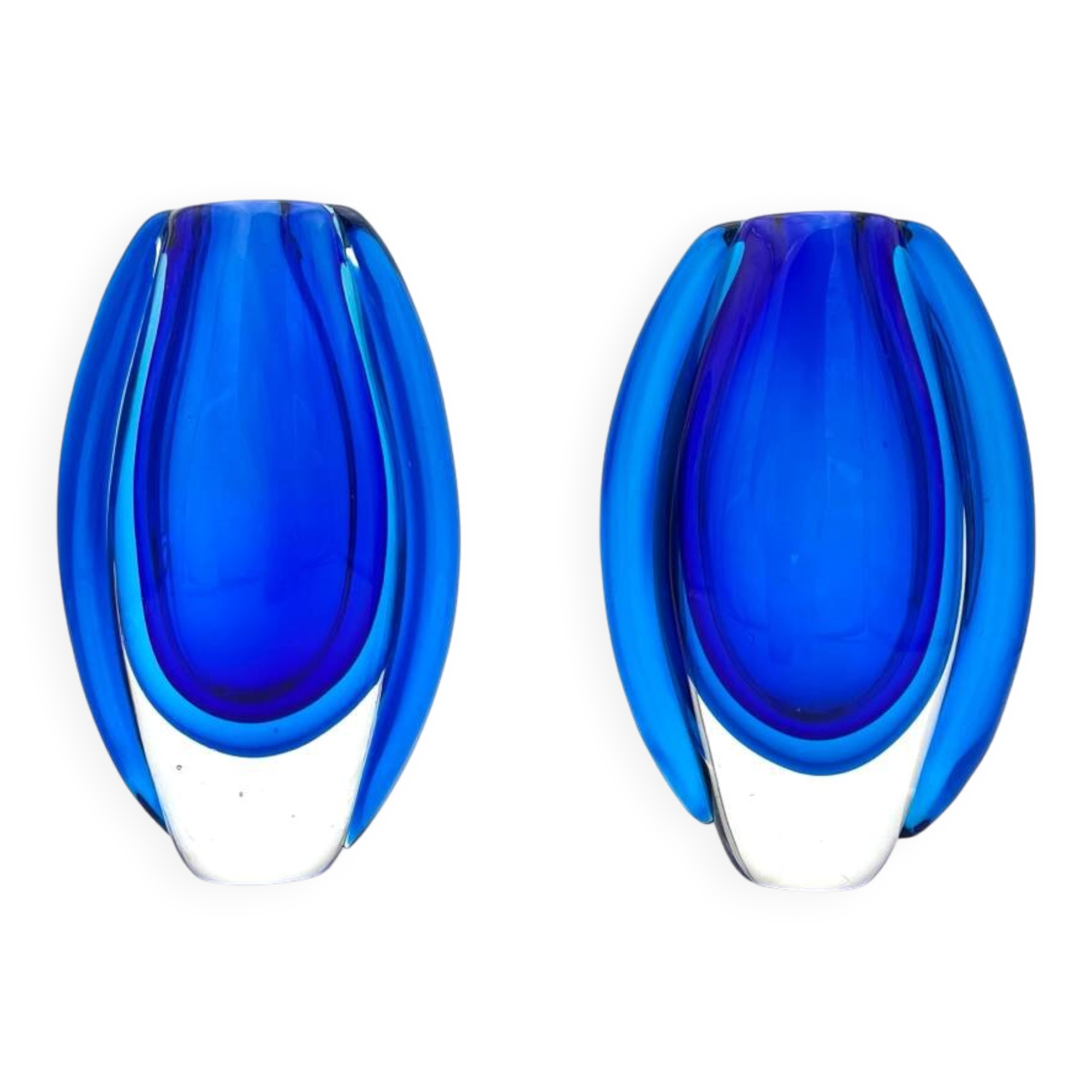 Pair of Murano Sommerso Multilayer Vases - Gallery Condition - Flávio Poli
