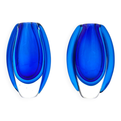 Paire Vases Murano Sommerso Multicouches - État Galerie - Flávio  Poli