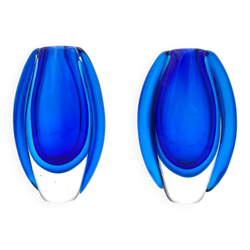 Pair of Murano Sommerso Multilayer Vases - Gallery Condition - Flávio Poli
