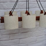 Teak and granita chandelier