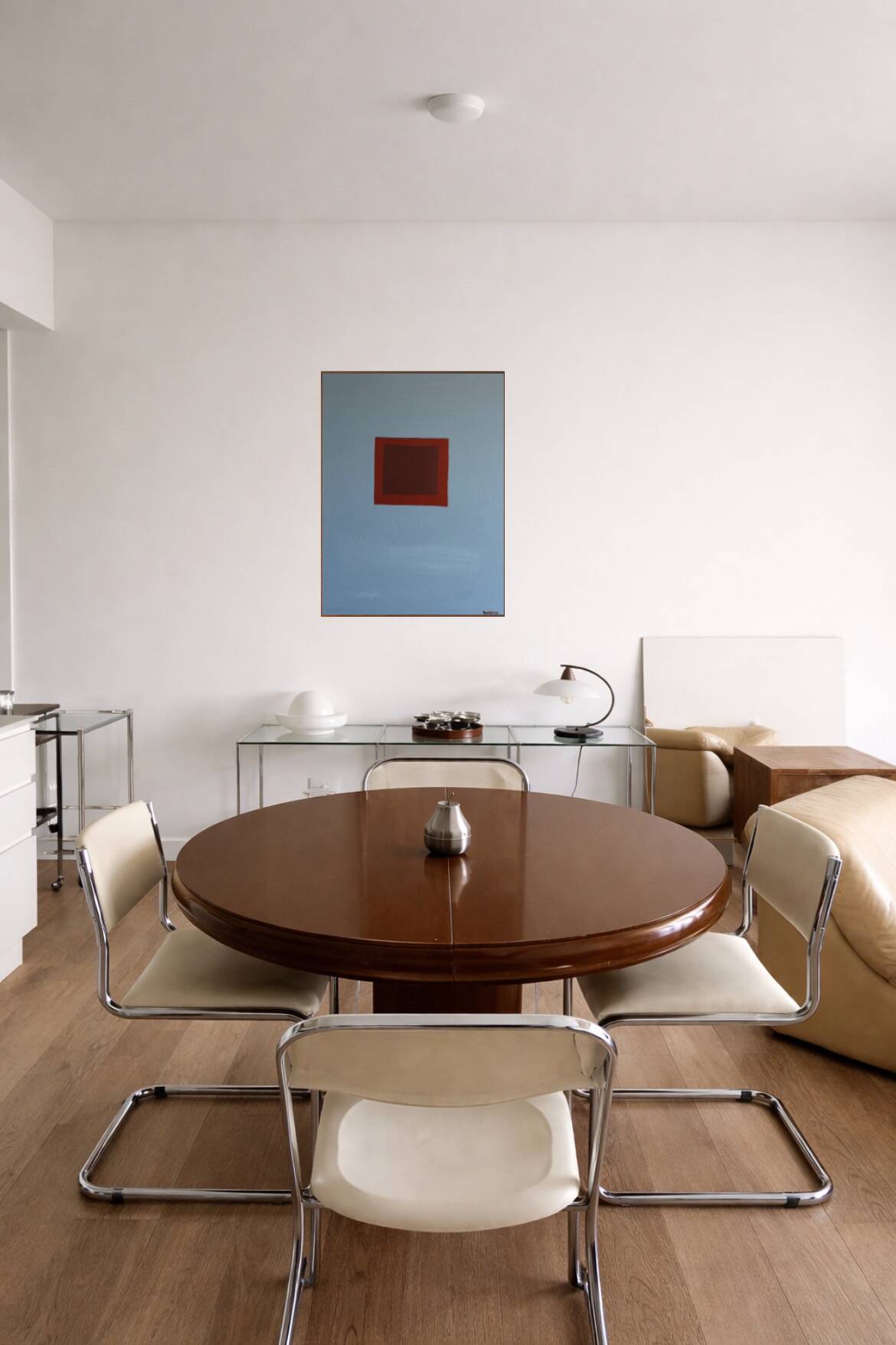 Minimalist canvas painting "Silent blue" 73x54cm