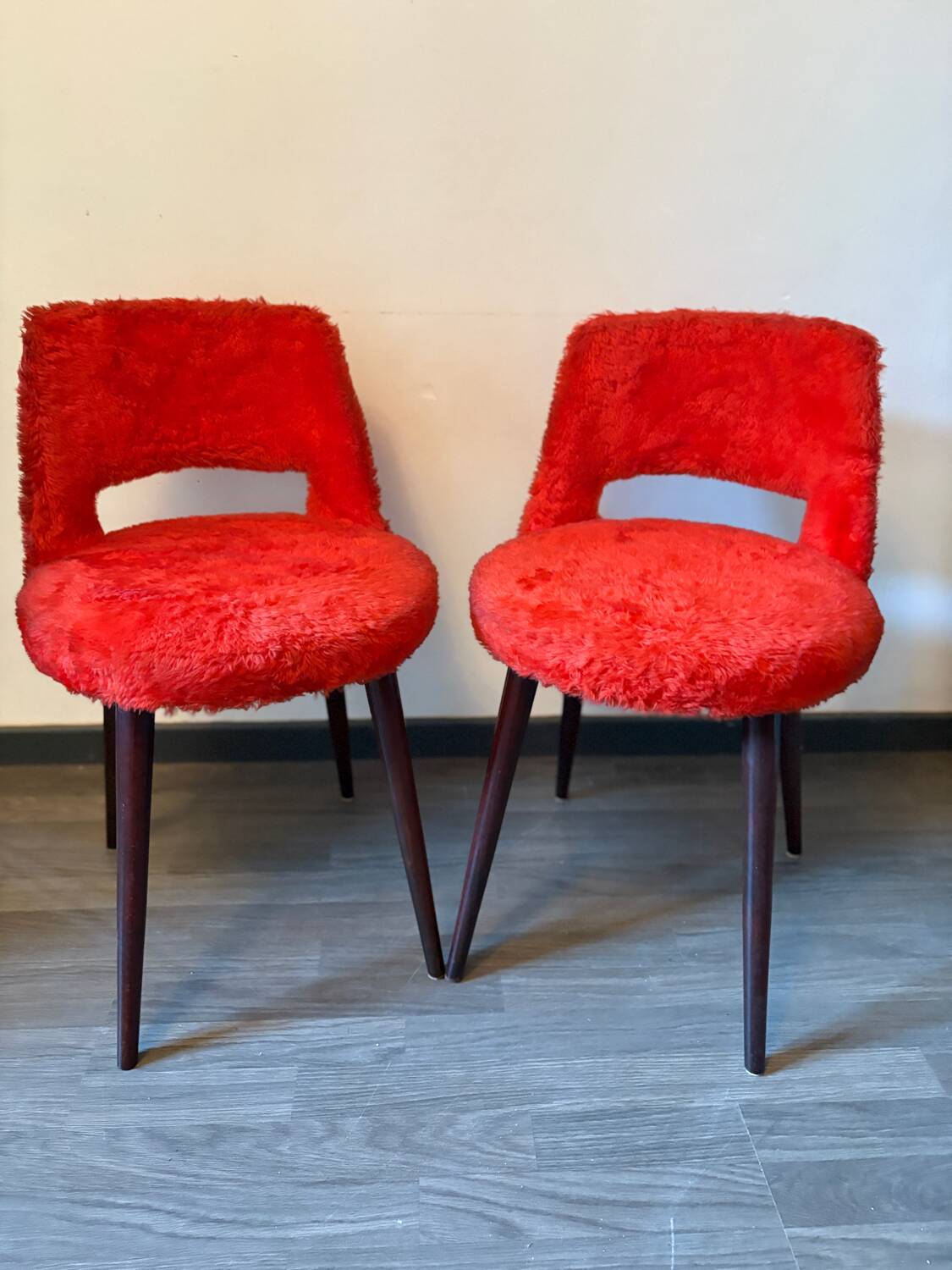 Pair of armchairs with splayed legs