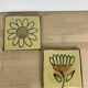 70s ceramic tile flower trivet, wall decoration