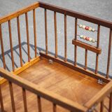 Folding wooden baby park on wheels, vintage park