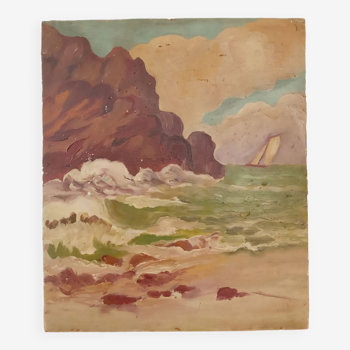 Sea landscape painting 1950