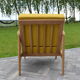 Scandinavian armchair, yellow fabric, natural wood