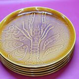 5 shellfish plates in earthenware Segovia slip