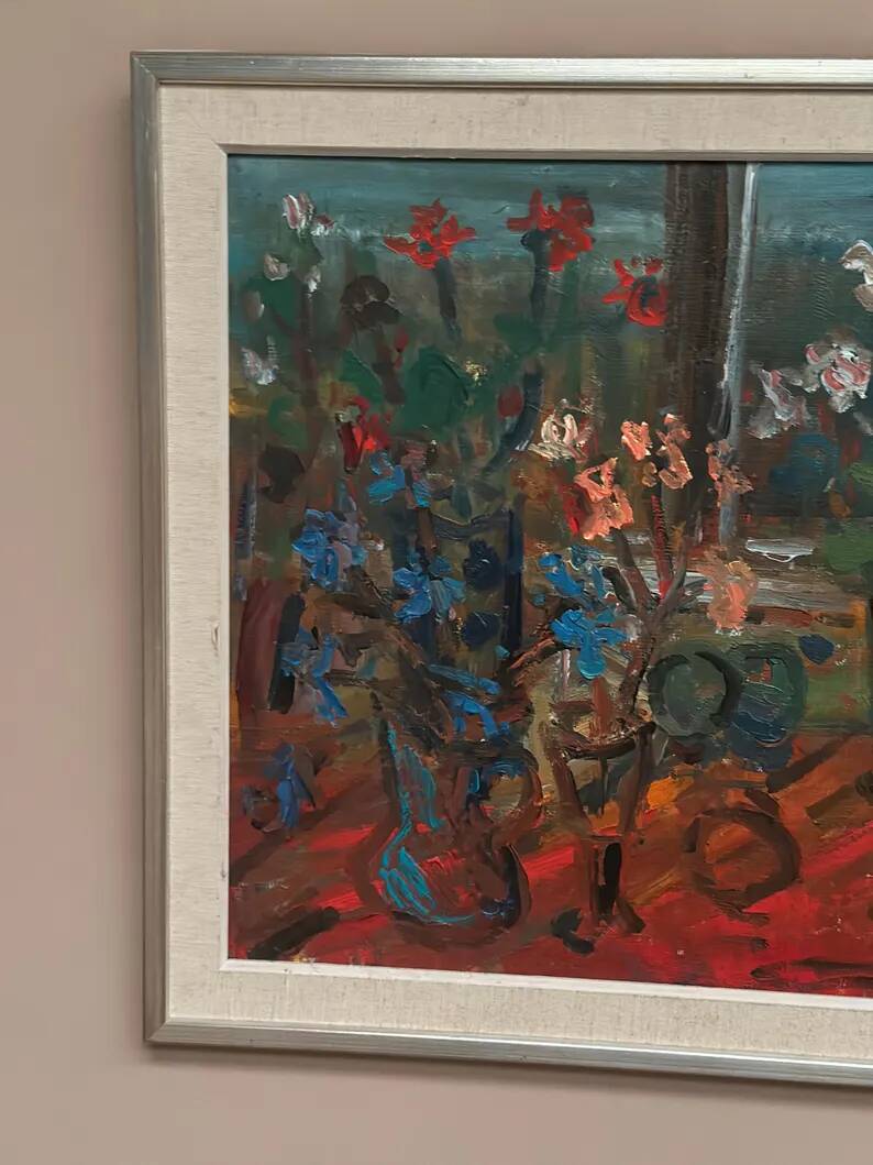 Original Swedish Oil on Canvas 'Still Life with Flowers' by Eric With