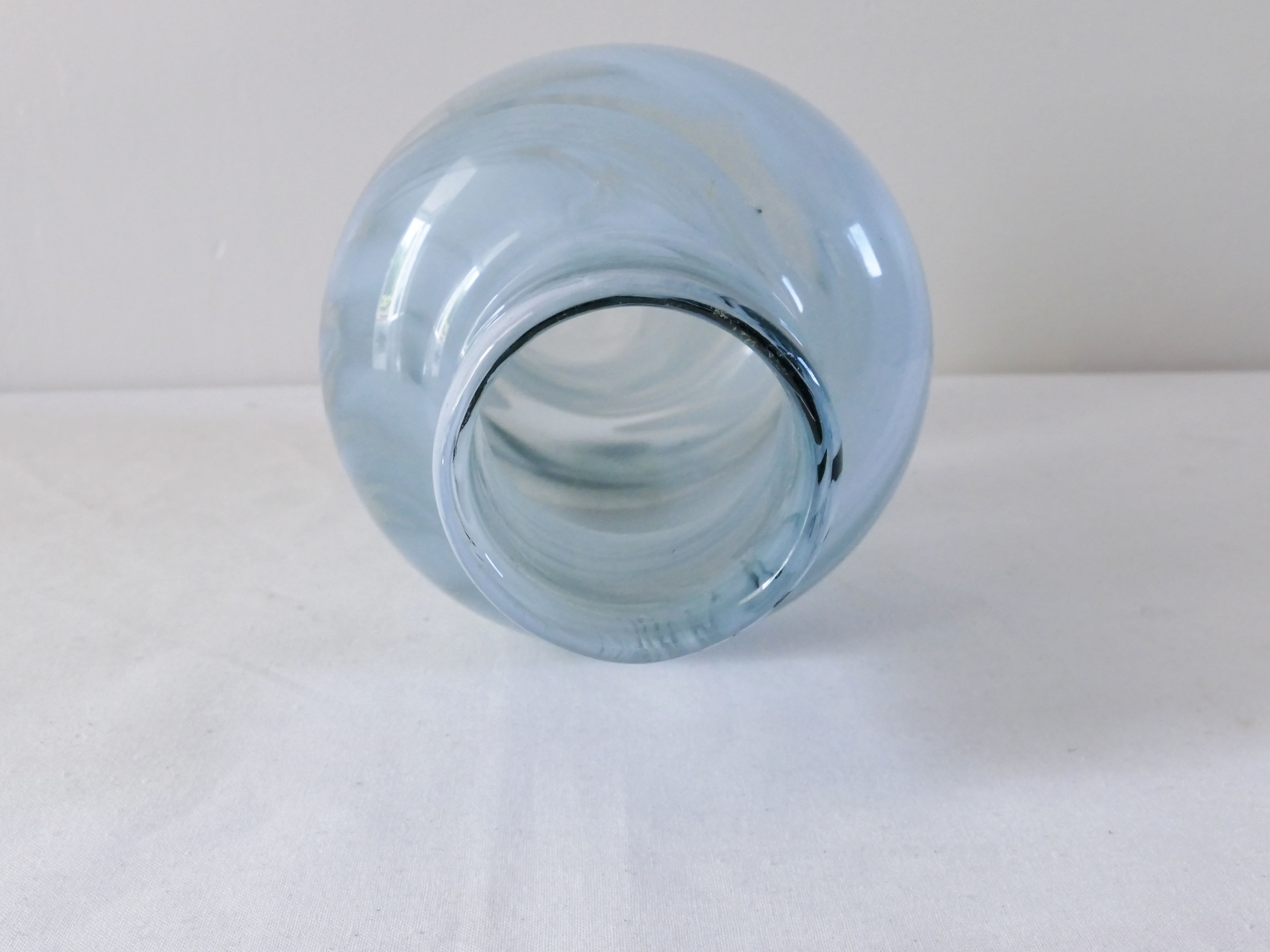 Contemporary vase in gray and white blown glass
