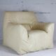 Fauteuil cuir et mousse couleur crème, France, circa 1970
