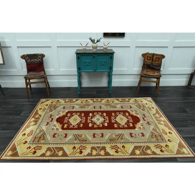 1970s Vintage Turkish Oushak Handmade Wool Cotton Beige Area Rug 155x233