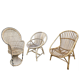 Set of 3 vintage rattan armchairs