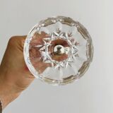 Set of 2 vintage glasses in metal and thick chiseled glass