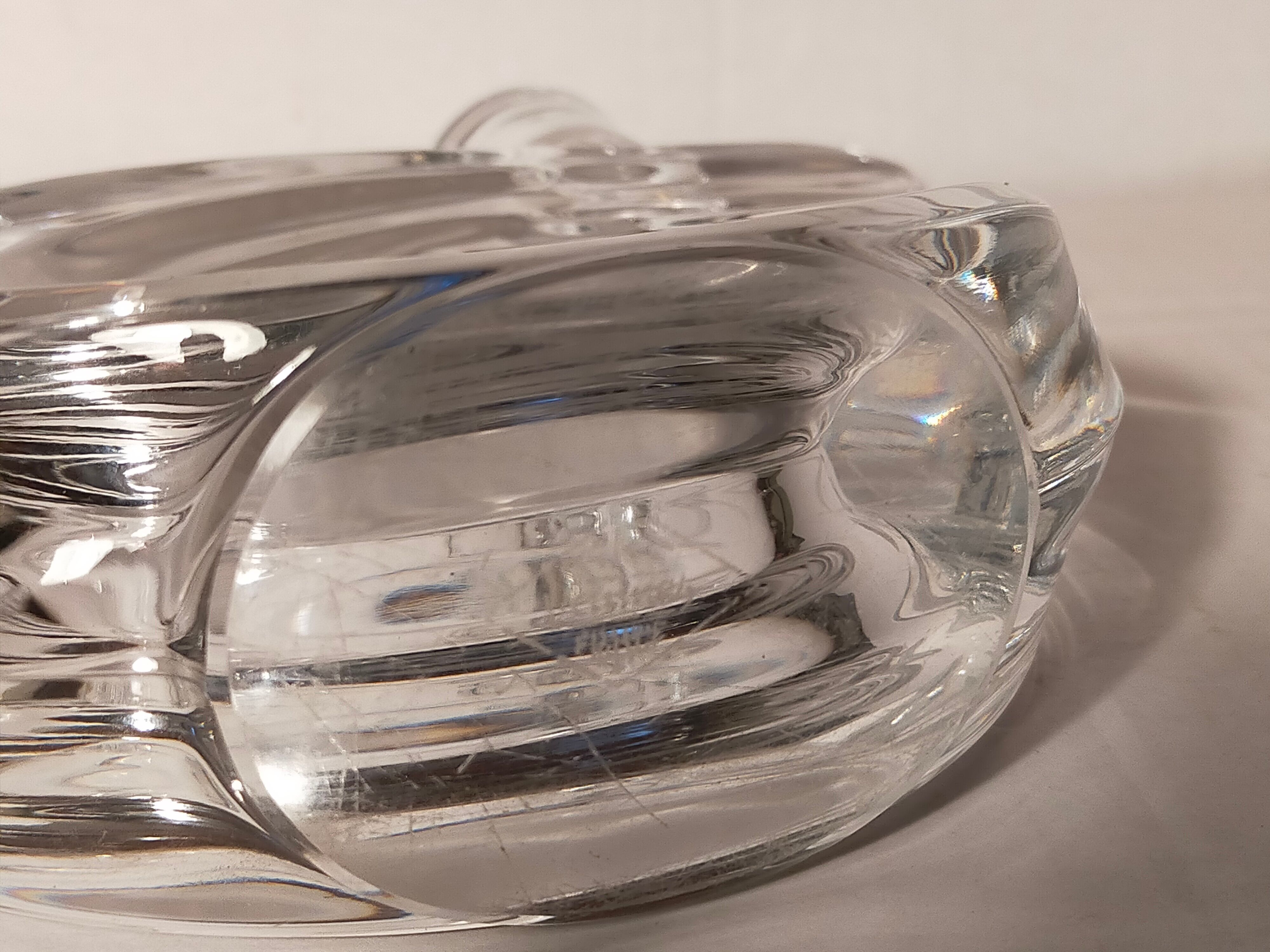 Candlestick with two arms in crystal of Vannes 60s