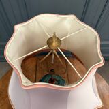 Large Chinese ceramic lamp, 20th century, floral decoration, original lampshade