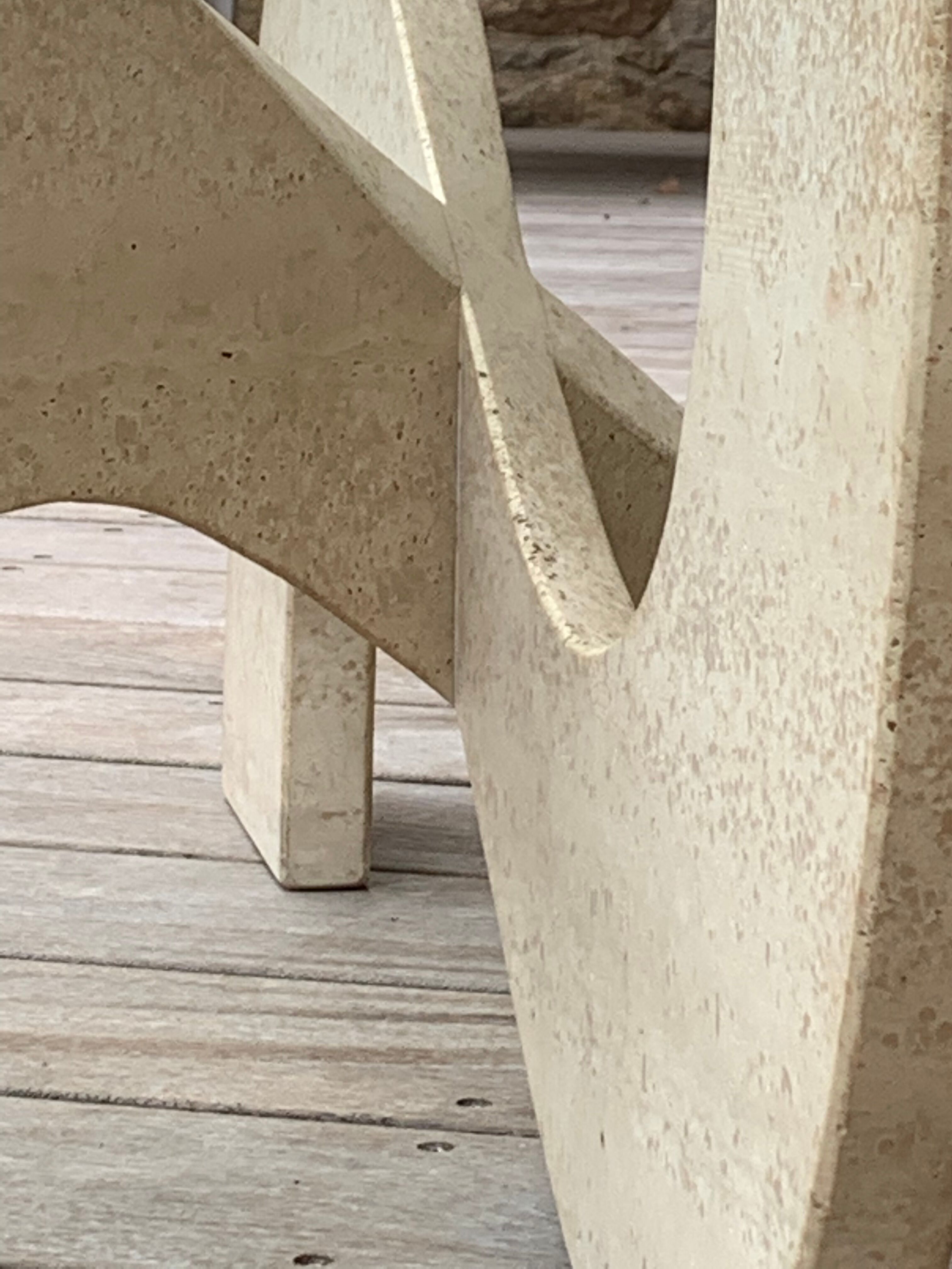 Trendy coffee table in glass and travertine