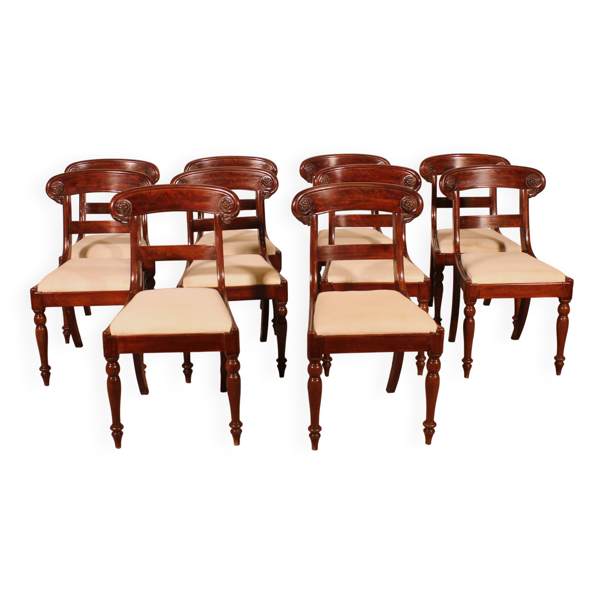 Set of 10 Restoration Period Mahogany Chairs